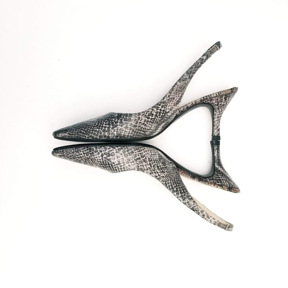 Leather Snake Print Slingback Heels